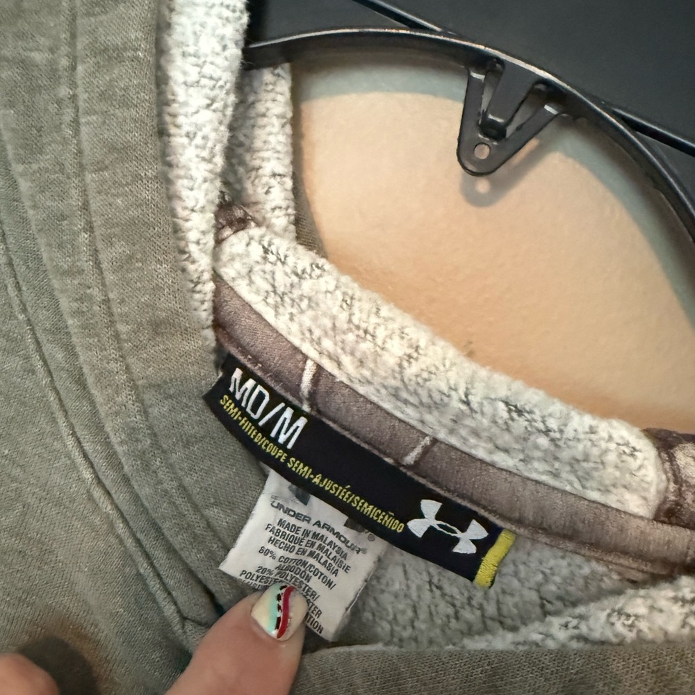 Under Armour Gray Hoodie with White Lining - Picture 3 of 3